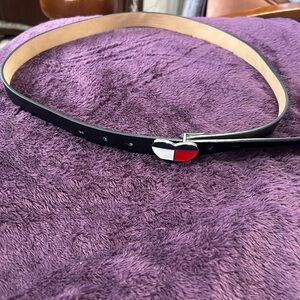 Tommy Hilfiger Black Belt with Silver and Red Detail